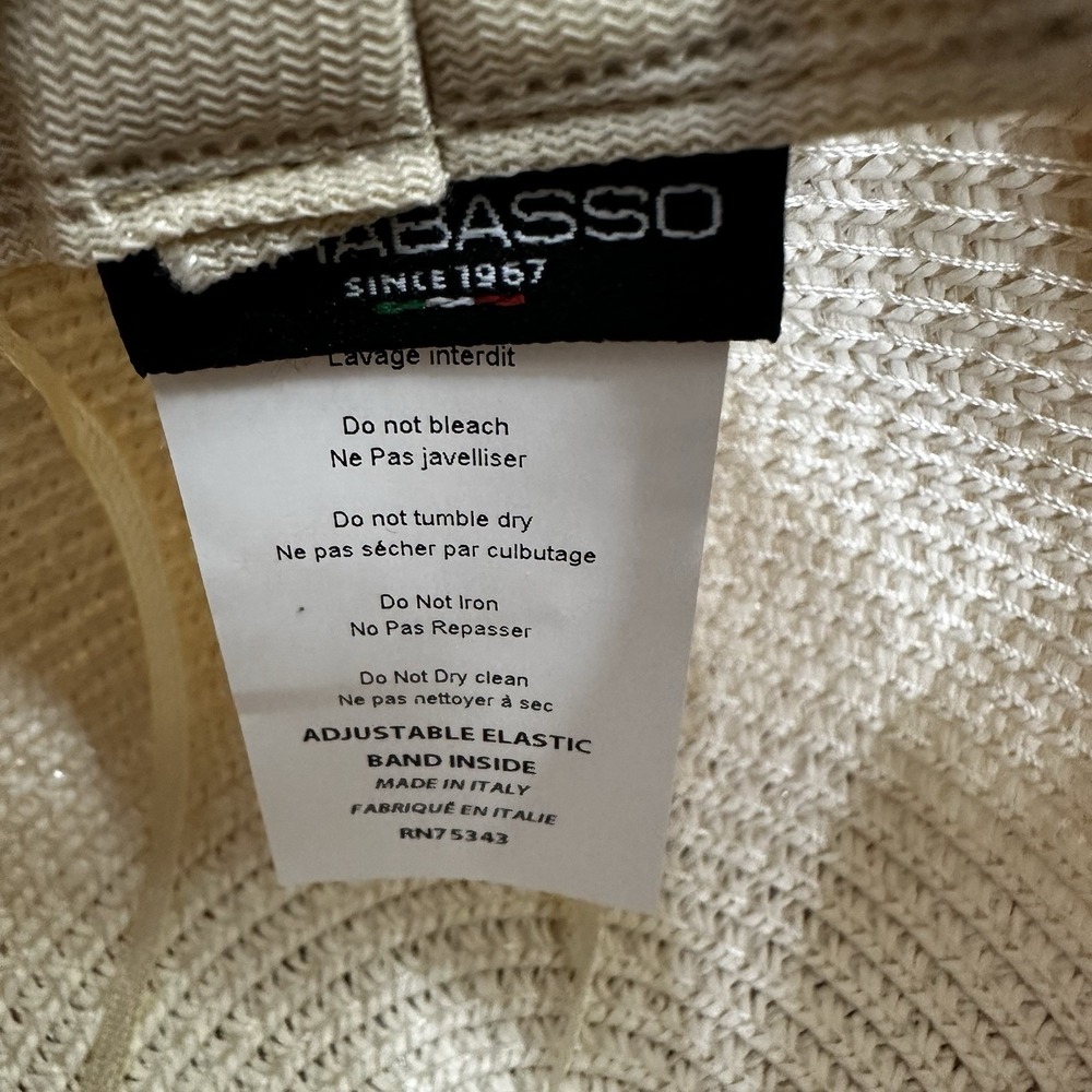 Tirabasso Wide Brim Hat Handmade Womens One Size Italy Natural Bow Travel Beachy - Picture 6 of 6